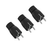 Prise Schuko lot de 3, 250 V 16 A, fiche avec protection anti-pliure, fiche Schuko droite IP20, pour câbles jusqu’à 1,5 mm², prise secteur intérieur, plastique, Noir