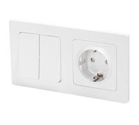 Prise Schuko - Prise avec 2 interrupteurs à 2 voies, design compact, permet de contrôler efficacement plusieurs appareils