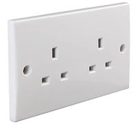 Prise secteur 2 interrupteurs sans interruption, bord rond, 13 A, 250 V