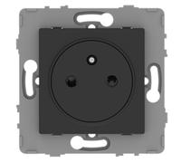 Prise simple 2P+T 16A - EASYEJECT - à composer - métal noir brossé - gamme Kouro - Zenitech