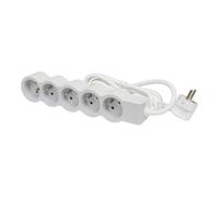 Prise standard 5x2P avec cordon de mise à la terre 3m Blanc-Gris (Prise européenne) - 049492 [10 Pièces]