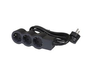 Prise standard Legrand 3x2P+A 1.5m Cordon - Noir - 694550 [10 Pièces]
