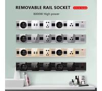 Prise sur rail intégrée, rail coulissant mobile, prise de bureau enfichable de type rail d'alimentation scellé avec prise USB Standard UK EU US black