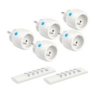 Prise Télécommande sans Fil, Prise Programmable 2300W Portée 30m, 5 Prises et 2 Télécommande avec All on/Off, Type E (FR)