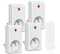 Prise Telecommande sans Fil, SURNICE Prises Télécommandée Programmable, Portée 80M, 1000W, Puissance dissipée faible, All On/Off, Piles Fournies, Blanc
