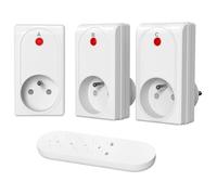 Prise télécommandée sans fil 1000W, portée 80m, fonction ON/OFF, usage intérieur, blanc