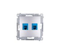 Prise téléphone double 2xRJ12 argent Simon 54 DT2.01/43