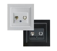 Prise téléphone - module électrique noir mat, dimensions 84 x 84 x 40 mm, design fonctionnel pour installations modernes et propres. *