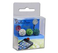 Prise Téléphone Portable Silberdream Shamballa 3 Boules Pailletées Blanc, Vert, Turquoise Gst12