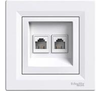 Prise téléphonique double avec cadre, blanc Schneider Asfora EPH4200121