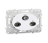 prise télévision + radio fm + satellite - blanc - fixation par vis - schneider odace