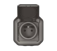 Prise terre 1 poste étanche complet anthracite Legrand Plexo