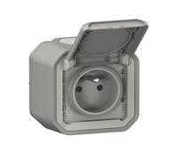Prise de courant 2P+T Plexo étanche - IP55 complet gris saillie - Legrand 069731L