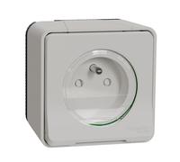 Prise terre étanche complet Mureva 1 poste blanc Schneider