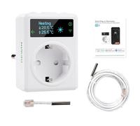 Prise Thermostat Connectée WiFi, Regulateur de Temperature Numérique Programmable Chauffage Refroidissement avec Sonde, Compatible Alexa/GoogleHome, Tuya/SmartLife pour Reptile Terrarium Frigo