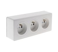 Prise triple saillie 2P+T 16A blanc - Vulco - Zenitech