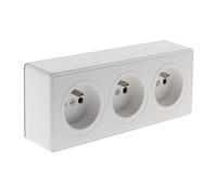 Zenitech Prise triple en saillie Vulco 2P+T 16A blanc