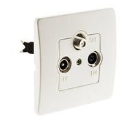 Prise TV Ø9,52mm + SAT + FM - Blanc - Venus - Zenitech