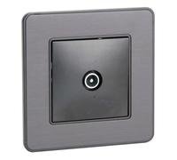 Prise TV complète - Ø9 52mm - métal Noir brossé - Kouro - Zenitech