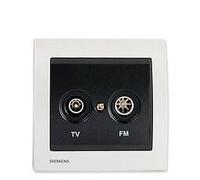 Prise TV/FM Anthracite Delta Iris + Plaque Métal Blanc-SIEMENS