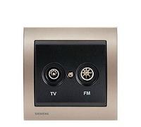 Prise TV/FM Anthracite Delta Iris + Plaque Métal Champagne-SIEMENS