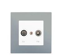 Prise TV /FM Blanc Delta Viva + Plaque Silver-SIEMENS