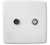 Zenitech Prise TV Ø9,52mm + satéléphonelite - vis + Griffes - Blanc - Diwone