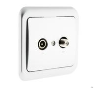 Prise TV radio encastrée IP20 - chrome - Zenitech