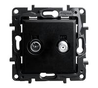 Prise TV SAT noire 1,5 dB Niloe Step prise encastrée