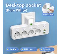 Prise ue 4 prises prise électrique sans rallonge avec Ports USB type-c deux spécifications AS PIC SHOW