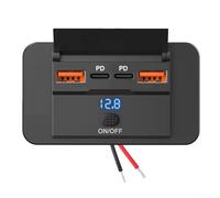 Prise USB 12 V RV 4 ports 108 W PD3.0 USB-C 36 W Adaptateur de charge rapide avec interrupteur anti-poussière pour caravane, bateau, véhicule marin, noir