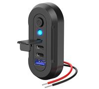 Prise USB 12V pour Camping-Car à 3 Ports, Double PD 30W et Chargeur Rapide QC3.0 pour Voiture avec Voyant Bleu et Interrupteur, Panneau USB pour Voiture à Fixer au Mur, Accessoires de Recharge