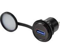 Prise USB 3.0 intégrée TRU COMPONENTS, prise/prise, 22 mm, IP67, métal, noir Femelle TC-14378428 TRU COMPONENTS Contenu: 1 pc(s)