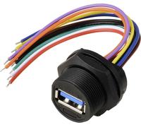 Prise USB 3.0 pour montage arrière avec fil IP67 (filetage), câble 0,1 m TC-E13T-FU3-PWF-0.2PV Câble en plastique étanche