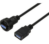 Prise USB 3.0 sur fiche mâle, IP67 (filetage), câble 0,5 m TC-E13T-MU3-MWA/FU3-NWA-0.5PV-S Câble en plastique étanche TC-13543564