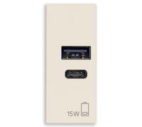 Vimar 30292.AC15C Ligne Bloc d'alimentation USB 15 W 3 A 5 V pour appareils électroniques, sorties USB et USB C