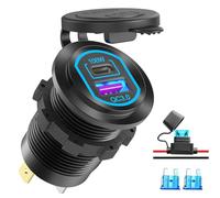 Prise USB C 12 volts Port USB PD 100W pour ordinateur portable et prise chargeur de voiture QC3.0 18W Alliage d'aluminium, charge rapide Montage encastré Remplacement de l'allume-cigare Accessoire DIY