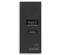 Prise USB C Vimar Linea 1 module 15W noir - 30292.AC15G
