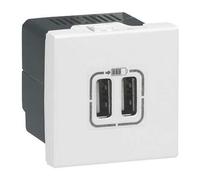 Prise USB Double - LEGRAND - Mosaic - 2400mA - Blanc - Compatible Européen