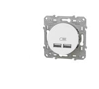 Schneider Electric - Odace - double chargeur usb 2.1 A - blanc - S520407
