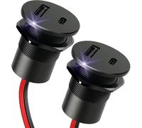 Prise Usb En Aluminium 12 V 38 W, Double Port 18 W Qc3.0 Usb-A 20 W Pd3.0 Usb-C Pour Camping-Car, Caravane, Remorque, Camion, Voiture, Yacht, Bateau (38 W X 2)