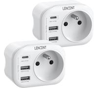 Prise Usb Secteur, Chargeur Multiprise 4 En 1 Prise Avec 1 Sortie Ac, 1 Type C Et 2 Ports Usb-A, Avec Un Mini Corps Pour Bureau Cuisine Chambre 4000w Lot De 2[Z1615]