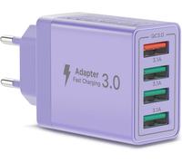 Prise Usb Secteur, Embout Chargeur Usb Pour Iphone, Samsung Xiaomi Sony Lg Smartphones, Iwatch, Appareils Photo, Tablettes, Mp3 Etc, Prise Universel Adaptateur Secteur Usba Multiple Rapide (Violet)