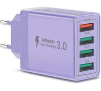 Prise USB Secteur, Embout Chargeur USB pour iPhone, Samsung Xiaomi Sony LG Smartphones, iWatch, appareils Photo, tablettes, MP3 etc, Prise Universel Adaptateur Secteur USBA Multiple Rapide (Violet)