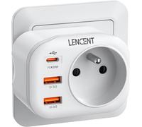 Prise Usb Secteur Pd 20W, Chargeur Type C Qc3,0 Multiprises Avec 1 Sortie Ac, 1 Usb C Et 2 Ports Usb Prise Murale Electrique Compatible Avec Les Téléphones Idéal Pour Bureau 4000W[Z5005]