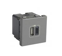 Prise USB Type A avec USB Type C 3A 5V 15W Mosaic 2 modules 230V alu LEGRAND 079