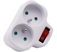 Biplite française 2 entrées 2P + T 16A avec interrupteur - VELAMP - ADAT-FR-4