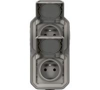 Prise verticale Legrand Plexo gris en saillie, lot de 2