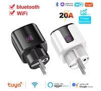 Prise WiFi 20A avec surveillance de l'alimentation, prise intelligente Tuya ue, minuterie, verrouillage pour enfant, Google Home, Alice SmartThings, Alexa 2PCS black
