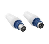 T'nB - 2 Prises antenne TV 9,5mm M+F - Blanc/Bleu